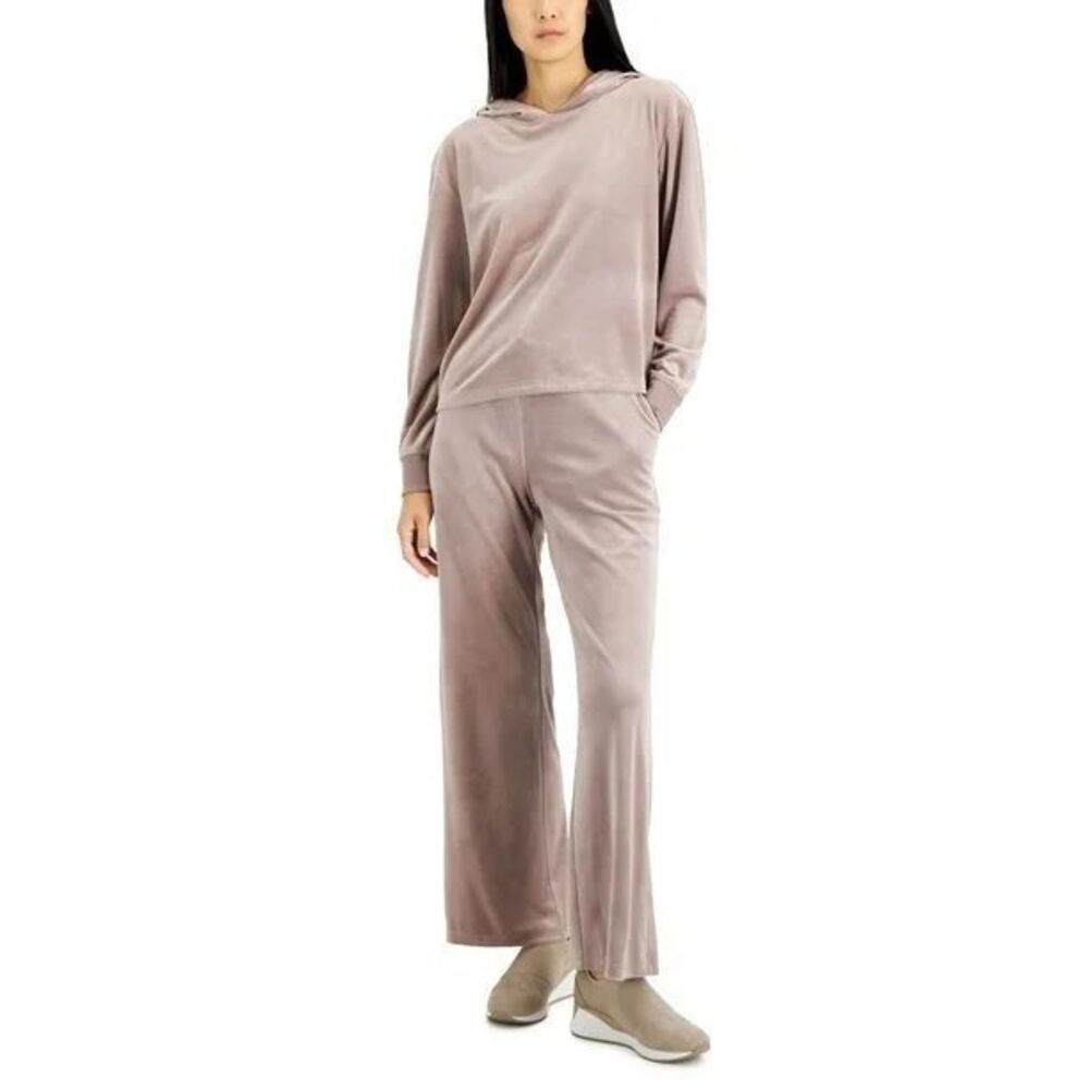 NWT Alfani Women's Long Sleeve Hooded Velour Pajama Set 2XL Lavender Petal